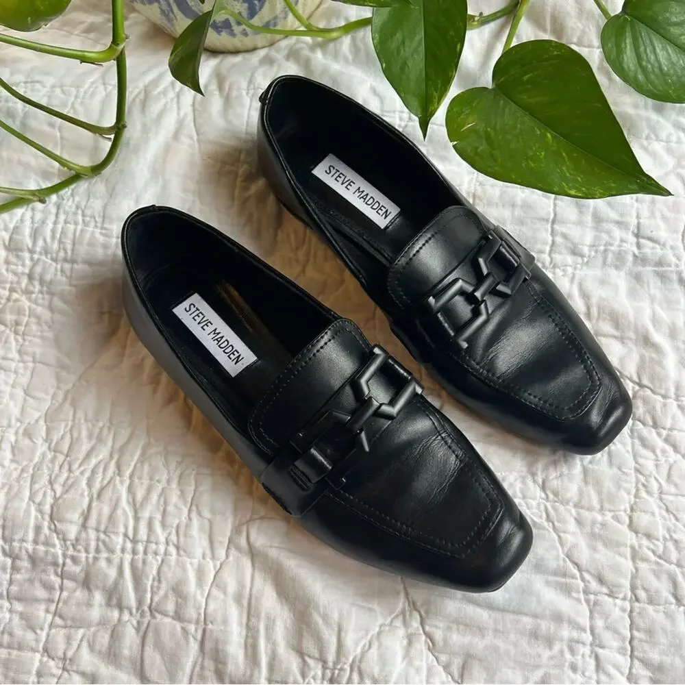 Steve Madden Ryann Black Leather Loafers